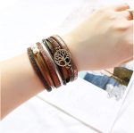 Fesciory Leopard Bracelet for Women, Boho Leather Wrap Multi-Layer Pearl Crystal Bracelet Bangle Jewelry - Image 4